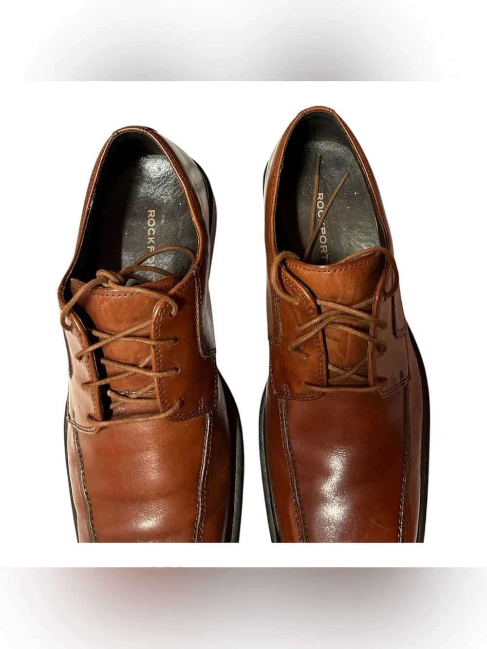 Rockpot Classic Men's Brown Leather Lace-Up Dress square toe lace up Shoes
